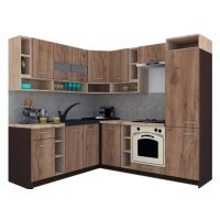 Bucatarie de Colt COSSY NEW ST. 200-230, Wenge / Decor K004